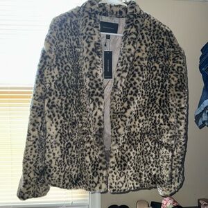 Brand new with tags leopard faux fur Banana Republic jacket